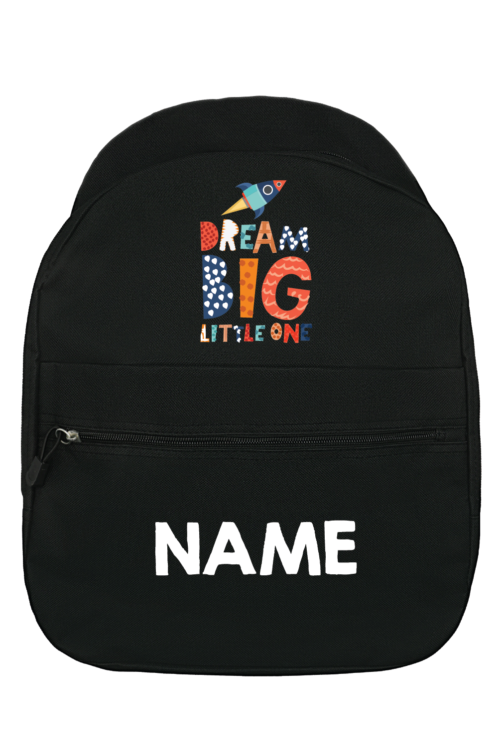 Dream Big Little One Black Personalised Backpack